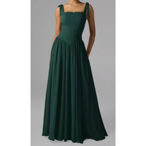 AW BRIDAL SZ 2 xs emerald green chiffon Kristen bridesmaid maxi dress NEW b42